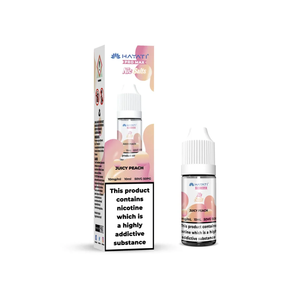 hayati pro max juicy peach 10ml nic salt e liquid 836842