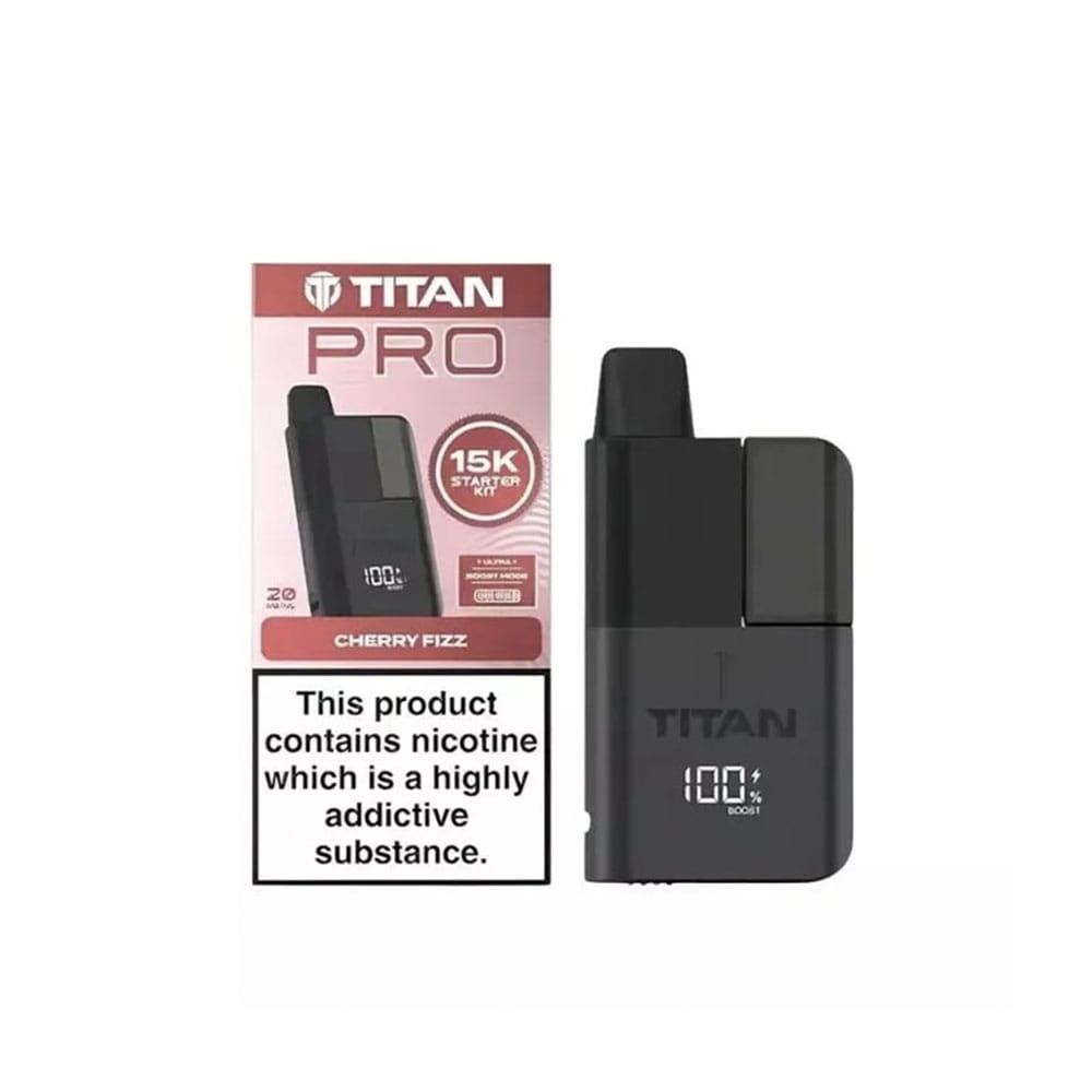 The Titan Pro 15K kit cherry fizz flavour with a white background