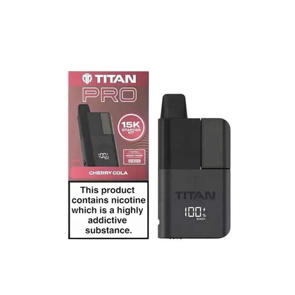 The Titan Pro 15K kit cherry cola flavour with a white background