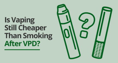 is vaping still cheaper than smoking after vpd image with dark grey font on a light green background