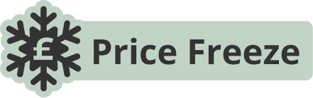 price freeze graphic with dark grey font on a light green background